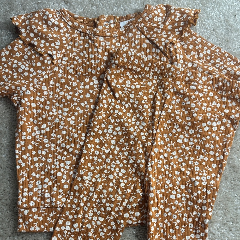 Cat & Jack Brown Floral Kids Shirt & Top Set